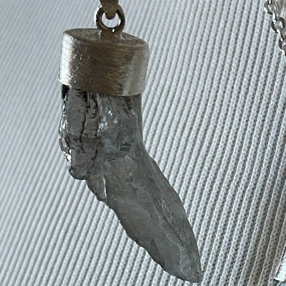 Silver and Smoke Crystal Necklace | 925 Brushed Silver | Chain Included | NWT - Picture 3 of 3